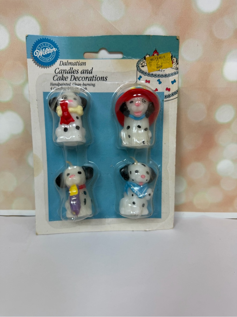 Vintage 1993 Wilton Dalmatian Candles and Cake Decorations